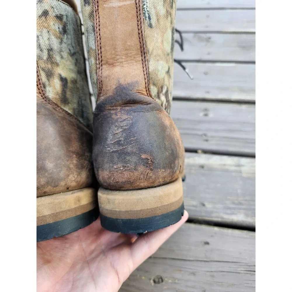 Vintage y2k Cabela's Hunting Boots Brown Camo Thinsulate Ultra Vibram Mens 9.5 D
